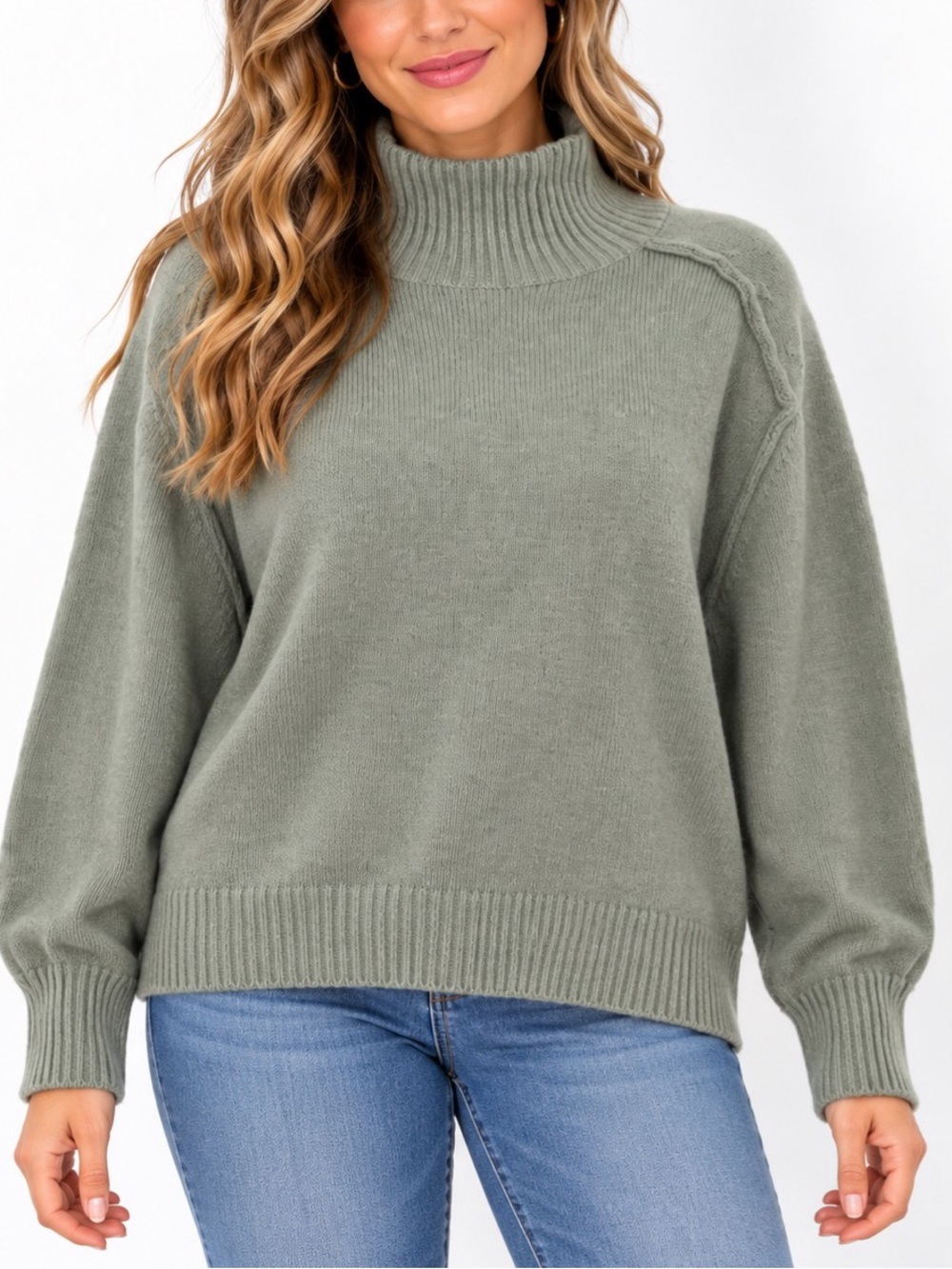 H&M Sage Green Turtleneck Sweater- Large